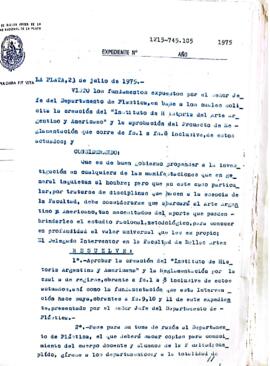 Resolución de creación del Instituto de Historia del Arte Argentino y Americano (IHAAA) 1975