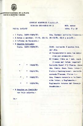 Índice Acta CD 1987, No. 2 (mar)