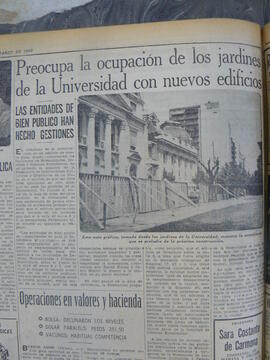 Recorte de prensa: "Preocupa la ocupación de los jardines de la Universidad con nuevos edifi...