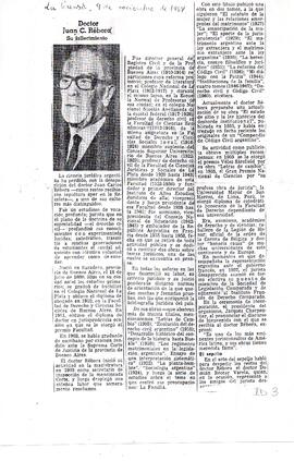 "Doctor Juan C. Rébora. Su fallecimiento". La Prensa, 1964