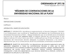 Régimen de contrataciones de la Universidad Nacional de La Plata 2018