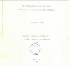 Derecho internacional privado. Programa de estudios y exámenes 1979-1980