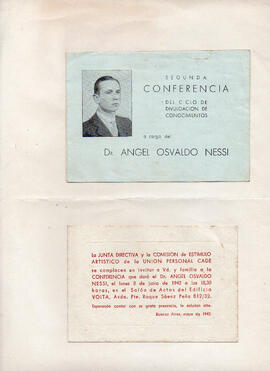 Invitación a la segunda conferencia del ciclo de divulgación de conocimientos 1942