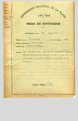 Remite informes sobre del Colegio Nacional "Rafael Hernández"