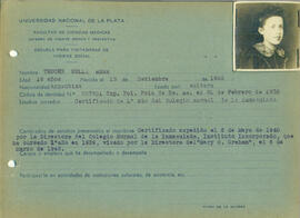 Ficha de alumna de la Escuela de Visitadoras para Higiene Social 1944 - 09 (Anverso)