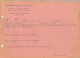 Ficha de alumna de la Escuela de Visitadoras para Higiene Social 1940 - 10 (Anverso)