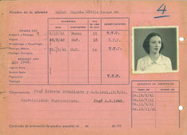 Ficha de alumna de la Escuela de Visitadoras para Higiene Social 1941 - 12 (Reverso)