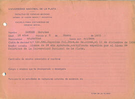 Ficha de alumna de la Escuela de Visitadoras para Higiene Social 1941 - 08 (Anverso)