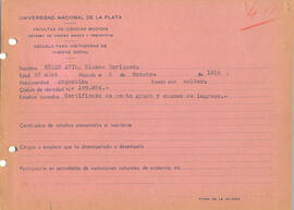 Ficha de alumna de la Escuela de Visitadoras para Higiene Social 1939 - 13 (Anverso)