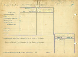 Ficha de alumna de la Escuela de Visitadoras para Higiene Social 1941 - 06 (Reverso)