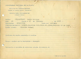 Ficha de alumna de la Escuela de Visitadoras para Higiene Social 1941 - 06 (Anverso)