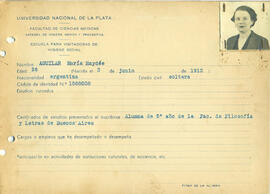 Ficha de alumna de la Escuela de Visitadoras para Higiene Social 1939 - 04 (Anverso)