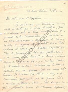 Carta de Bernardo N. Rodríguez (Capitán de Fragata) a Emilio Azzarini - 1960