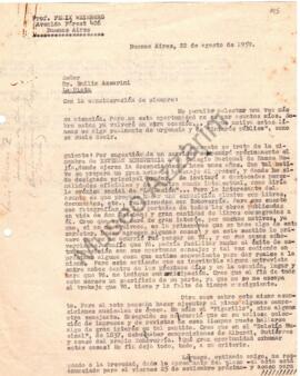 Carta de Félix Weinberg (Profesor universitario) a Emilio Azzarini - 1959