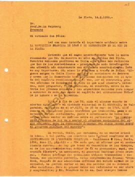 Carta de Emilio Azzarini a Félix Weimberg (Profesor universitario) - 1959